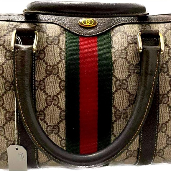 Gucci Sherryline PVC Monogram Authentic &Vintage Brown Boston/Speedy Bag Size 28 - Picture 6 of 16